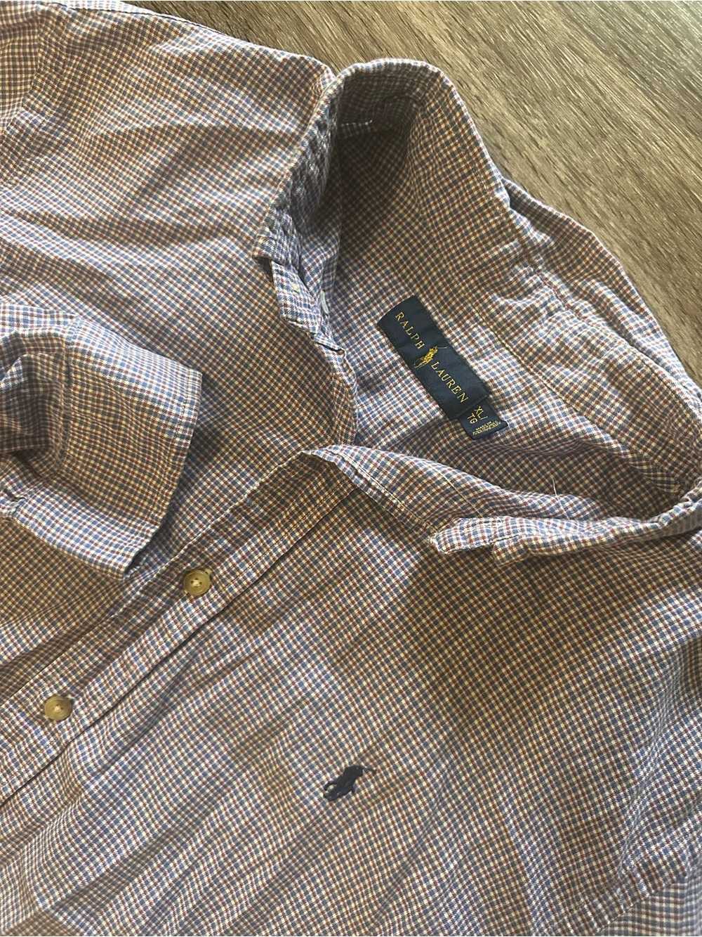 Ralph Lauren Blue White Check Cotton Long Sleeve Classic Fit Button-Up XL Men’s